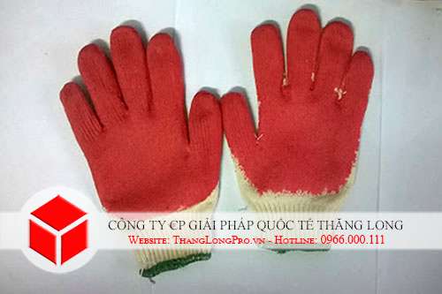 Găng tay tráng cao su màu đỏ